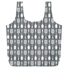 Gray And White Kitchen Utensils Pattern Full Print Recycle Bag (xxl) by GardenOfOphir