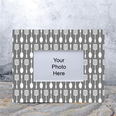 Gray And White Kitchen Utensils Pattern White Tabletop Photo Frame 4 x6  by GardenOfOphir