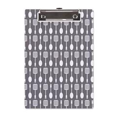 Gray And White Kitchen Utensils Pattern A5 Acrylic Clipboard by GardenOfOphir