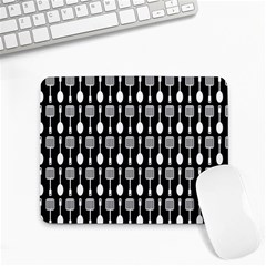 Black And White Spatula Spoon Pattern Small Mousepad by GardenOfOphir