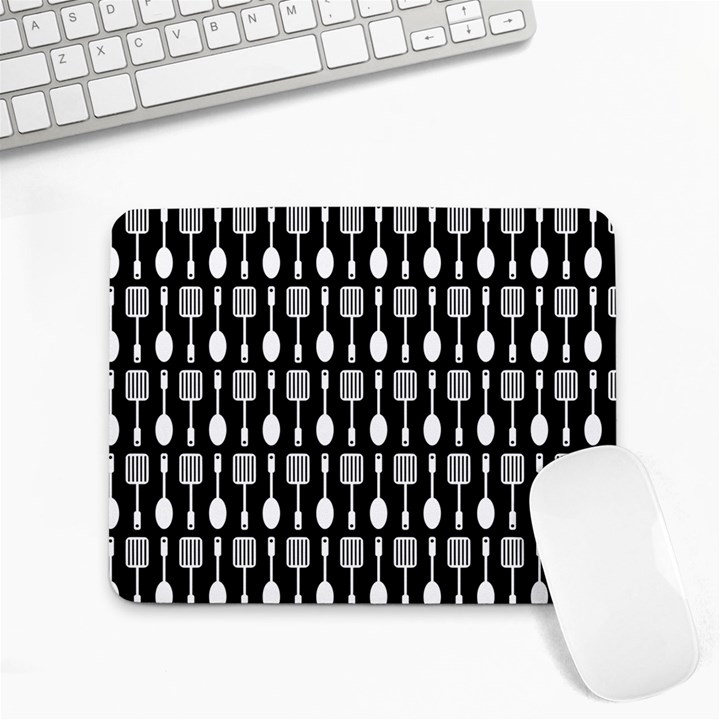 Black And White Spatula Spoon Pattern Small Mousepad