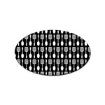 Black And White Spatula Spoon Pattern Sticker Oval (100 pack) Front