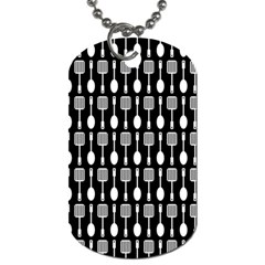 Black And White Spatula Spoon Pattern Dog Tag (two Sides) by GardenOfOphir