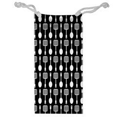 Black And White Spatula Spoon Pattern Jewelry Bag