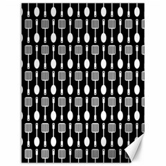 Black And White Spatula Spoon Pattern Canvas 12  x 16 