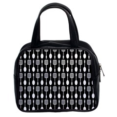 Black And White Spatula Spoon Pattern Classic Handbag (Two Sides)