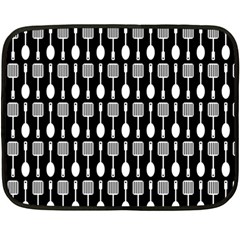 Black And White Spatula Spoon Pattern Fleece Blanket (mini) by GardenOfOphir