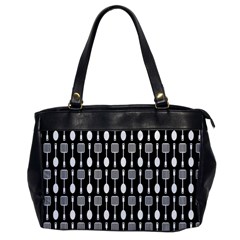 Black And White Spatula Spoon Pattern Oversize Office Handbag