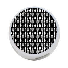 Black And White Spatula Spoon Pattern 4-port Usb Hub (two Sides) by GardenOfOphir