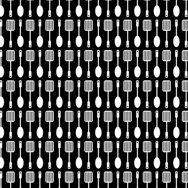 Black And White Spatula Spoon Pattern Play Mat (Square)