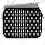 Black And White Spatula Spoon Pattern Apple iPad 2/3/4 Zipper Cases Front