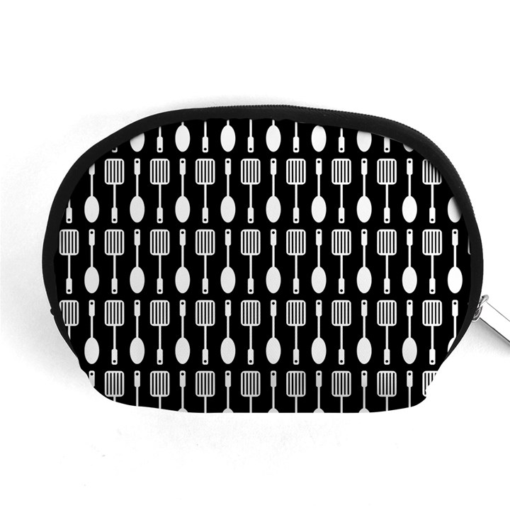 Black And White Spatula Spoon Pattern Accessory Pouch (Medium)