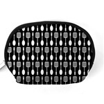 Black And White Spatula Spoon Pattern Accessory Pouch (Medium) Back