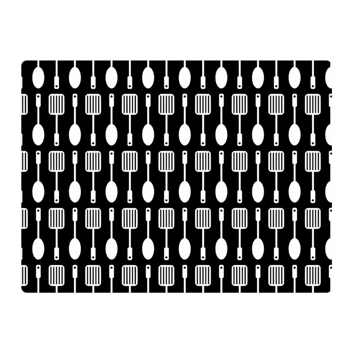 Black And White Spatula Spoon Pattern Two Sides Premium Plush Fleece Blanket (Mini)