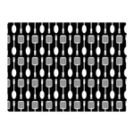 Black And White Spatula Spoon Pattern Two Sides Premium Plush Fleece Blanket (Mini) 35 x27  Blanket Back