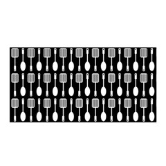 Black And White Spatula Spoon Pattern Satin Wrap 35  X 70  by GardenOfOphir