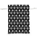 Black And White Spatula Spoon Pattern Lightweight Drawstring Pouch (XL) Front