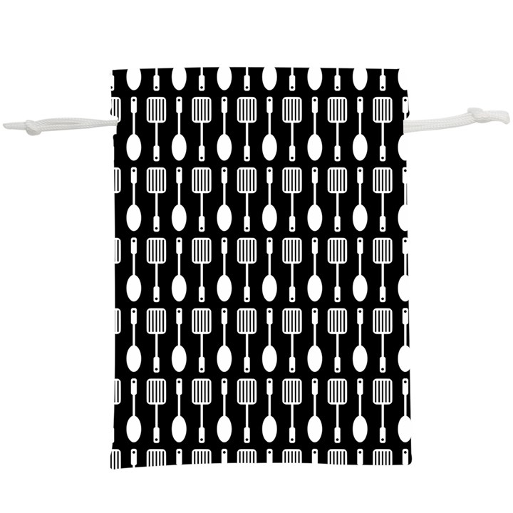 Black And White Spatula Spoon Pattern Lightweight Drawstring Pouch (XL)