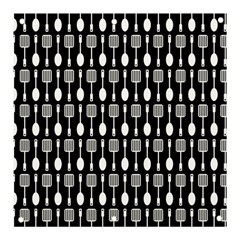 Black And White Spatula Spoon Pattern Banner and Sign 3  x 3 