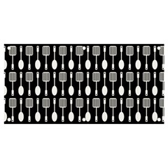 Black And White Spatula Spoon Pattern Banner and Sign 4  x 2 