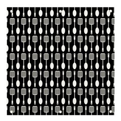 Black And White Spatula Spoon Pattern Banner and Sign 4  x 4 