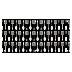 Black And White Spatula Spoon Pattern Banner and Sign 6  x 3 