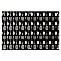 Black And White Spatula Spoon Pattern Banner and Sign 6  x 4 