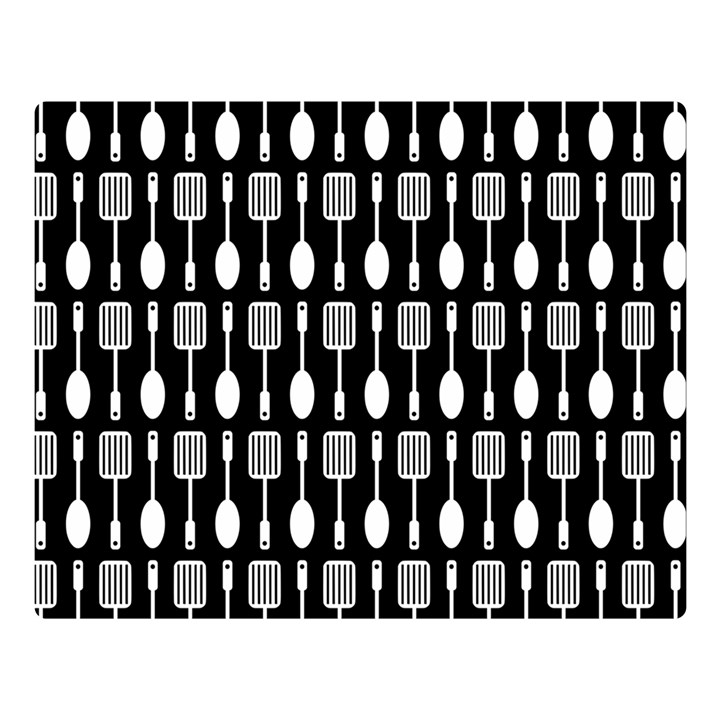 Black And White Spatula Spoon Pattern Premium Plush Fleece Blanket (Large)