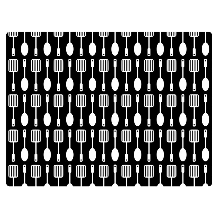 Black And White Spatula Spoon Pattern Premium Plush Fleece Blanket (Extra Small)