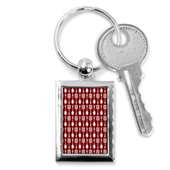 Red And White Kitchen Utensils Pattern Key Chain (rectangle) by GardenOfOphir