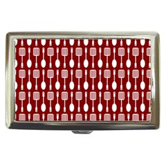 Red And White Kitchen Utensils Pattern Cigarette Money Case by GardenOfOphir