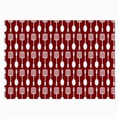 Red And White Kitchen Utensils Pattern Large Glasses Cloth by GardenOfOphir