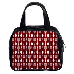 Red And White Kitchen Utensils Pattern Classic Handbag (two Sides) by GardenOfOphir