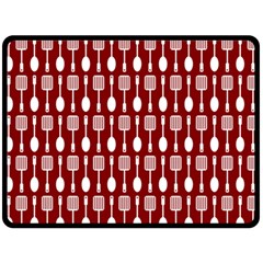 Red And White Kitchen Utensils Pattern Fleece Blanket (large) by GardenOfOphir