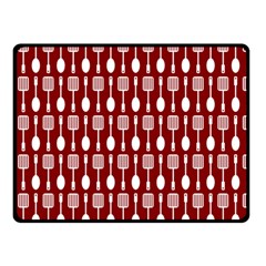 Red And White Kitchen Utensils Pattern Two Sides Fleece Blanket (small) by GardenOfOphir