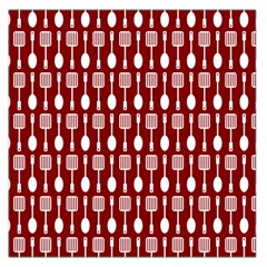 Red And White Kitchen Utensils Pattern Square Satin Scarf (36  X 36 ) by GardenOfOphir