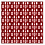 Red And White Kitchen Utensils Pattern Square Satin Scarf (36  x 36 ) Front