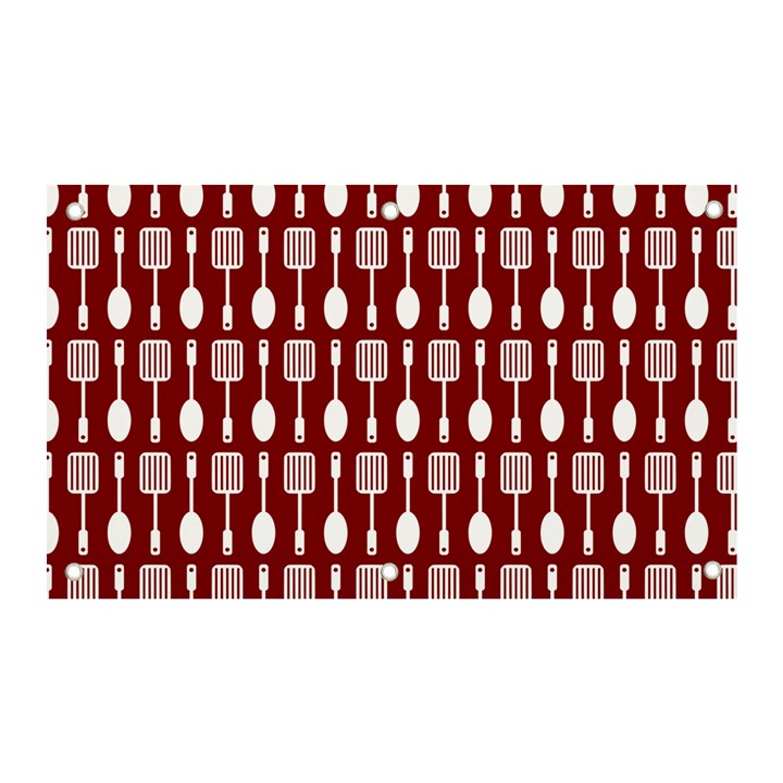 Red And White Kitchen Utensils Pattern Banner and Sign 5  x 3 