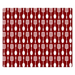 Red And White Kitchen Utensils Pattern Premium Plush Fleece Blanket (small)