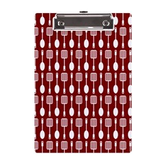 Red And White Kitchen Utensils Pattern A5 Acrylic Clipboard