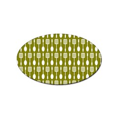 Olive Green Spatula Spoon Pattern Sticker Oval (10 Pack) by GardenOfOphir