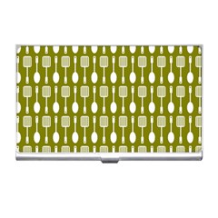 Olive Green Spatula Spoon Pattern Business Card Holder by GardenOfOphir