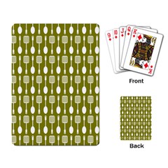 Olive Green Spatula Spoon Pattern Playing Cards Single Design (rectangle)