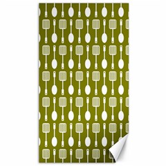 Olive Green Spatula Spoon Pattern Canvas 40  X 72  by GardenOfOphir