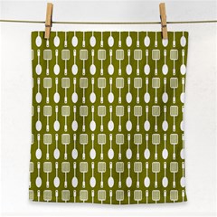 Olive Green Spatula Spoon Pattern Face Towel by GardenOfOphir