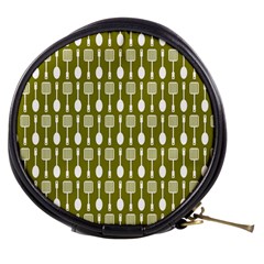 Olive Green Spatula Spoon Pattern Mini Makeup Bag by GardenOfOphir