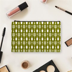 Olive Green Spatula Spoon Pattern Cosmetic Bag (medium) by GardenOfOphir