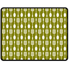 Olive Green Spatula Spoon Pattern Fleece Blanket (medium) by GardenOfOphir