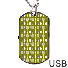 Olive Green Spatula Spoon Pattern Dog Tag Usb Flash (two Sides) by GardenOfOphir