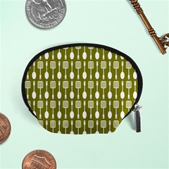 Olive Green Spatula Spoon Pattern Accessory Pouch (small) by GardenOfOphir